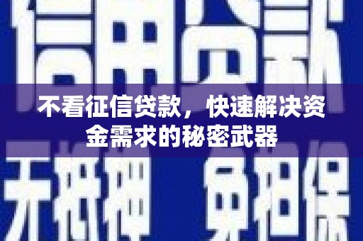 灵山不看征信贷款，快速解决资金需求的秘密武器